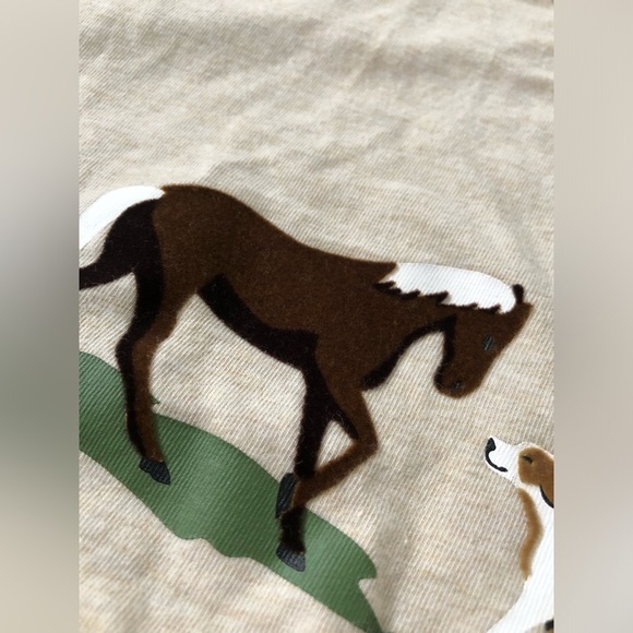 Ariat Girls M (10Y) Organic Cotton Pink/Creme Long-Sleeve Tee w/Velvet Horse/Dog - Picture 6 of 11